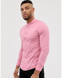 Мужская розовая рубашка с длинным рукавом от ASOS DESIGN