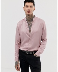 Мужская розовая рубашка с длинным рукавом от ASOS DESIGN