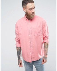Мужская розовая рубашка с длинным рукавом от Asos