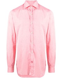 Мужская розовая рубашка с длинным рукавом от Isaia