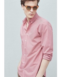 Мужская розовая рубашка с длинным рукавом от Mango Man