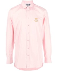 Мужская розовая рубашка с длинным рукавом от Moschino