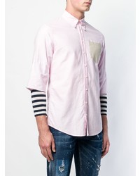 Мужская розовая рубашка с длинным рукавом от DSQUARED2