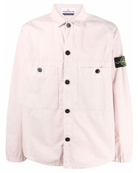 Мужская розовая рубашка с длинным рукавом от Stone Island