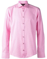 Мужская розовая рубашка с длинным рукавом