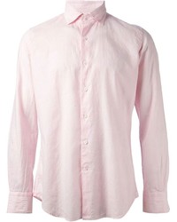 Мужская розовая рубашка с длинным рукавом