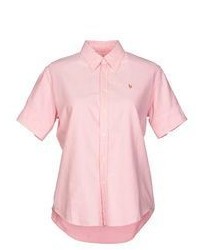 Розовая рубашка с коротким рукавом