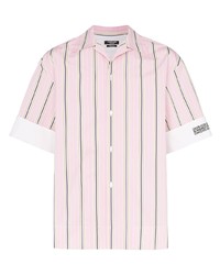 Мужская розовая рубашка с коротким рукавом в вертикальную полоску от Calvin Klein 205W39nyc
