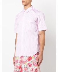 Мужская розовая рубашка с коротким рукавом в вертикальную полоску от Comme des Garcons Homme Deux