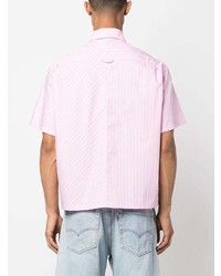 Мужская розовая рубашка с коротким рукавом в вертикальную полоску от PALMER