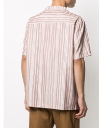 Мужская розовая рубашка с коротким рукавом в вертикальную полоску от Han Kjobenhavn