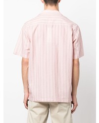 Мужская розовая рубашка с коротким рукавом в вертикальную полоску от Orlebar Brown