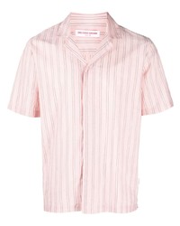Мужская розовая рубашка с коротким рукавом в вертикальную полоску от Orlebar Brown