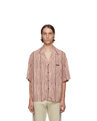 Мужская розовая рубашка с коротким рукавом в вертикальную полоску от Prada