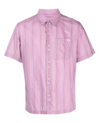 Мужская розовая рубашка с коротким рукавом в вертикальную полоску от Wales Bonner