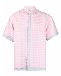 Мужская розовая рубашка с коротким рукавом в клетку от Jacquemus