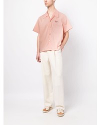 Мужская розовая рубашка с коротким рукавом в клетку от Late Checkout