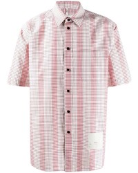 Мужская розовая рубашка с коротким рукавом в клетку от Oamc