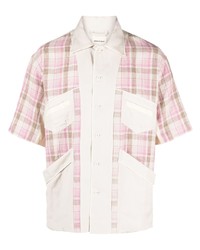 Мужская розовая рубашка с коротким рукавом в шотландскую клетку от Nicholas Daley