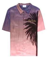 Мужская розовая рубашка с коротким рукавом с вышивкой от BLUE SKY INN