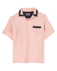 Мужская розовая рубашка с коротким рукавом с вышивкой от RE/DONE