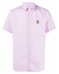 Мужская розовая рубашка с коротким рукавом с геометрическим рисунком от Moschino