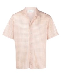 Мужская розовая рубашка с коротким рукавом с геометрическим рисунком от MOUTY