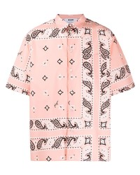 Мужская розовая рубашка с коротким рукавом с "огурцами" от MSGM