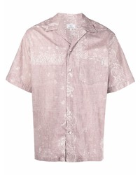 Мужская розовая рубашка с коротким рукавом с "огурцами" от Woolrich