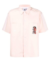 Мужская розовая рубашка с коротким рукавом с принтом от adidas