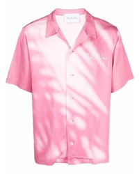 Мужская розовая рубашка с коротким рукавом с принтом от BLUE SKY INN