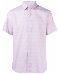 Мужская розовая рубашка с коротким рукавом с принтом от Canali