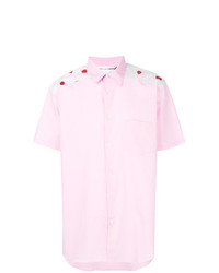 Мужская розовая рубашка с коротким рукавом с принтом от Comme Des Garcons SHIRT