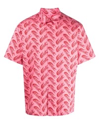 Мужская розовая рубашка с коротким рукавом с принтом от Lacoste