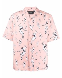 Мужская розовая рубашка с коротким рукавом с принтом от Neil Barrett