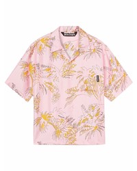 Мужская розовая рубашка с коротким рукавом с принтом от Palm Angels