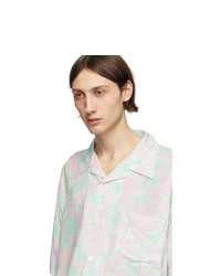 Мужская розовая рубашка с коротким рукавом с принтом от Loewe