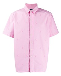 Мужская розовая рубашка с коротким рукавом с принтом от Polo Ralph Lauren