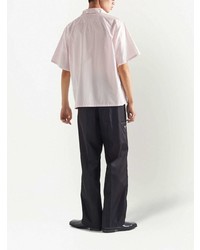 Мужская розовая рубашка с коротким рукавом с принтом от Prada
