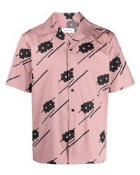 Мужская розовая рубашка с коротким рукавом с цветочным принтом от Ernest W. Baker