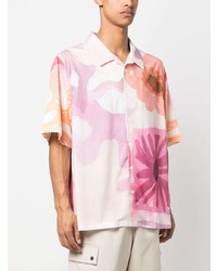 Мужская розовая рубашка с коротким рукавом с цветочным принтом от UNTITLED ARTWORKS