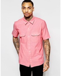 Мужская розовая рубашка с коротким рукавом от American Apparel