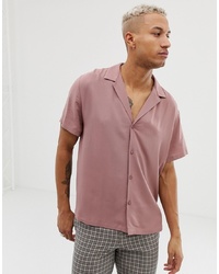 Мужская розовая рубашка с коротким рукавом от ASOS DESIGN