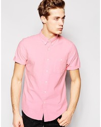 Мужская розовая рубашка с коротким рукавом от Asos