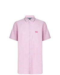 Мужская розовая рубашка с коротким рукавом от BOSS HUGO BOSS