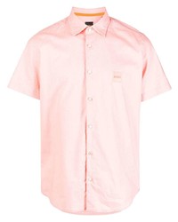 Мужская розовая рубашка с коротким рукавом от BOSS