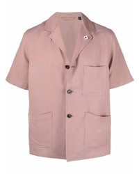 Мужская розовая рубашка с коротким рукавом от Lardini