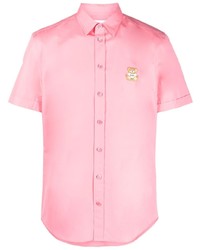 Мужская розовая рубашка с коротким рукавом от Moschino