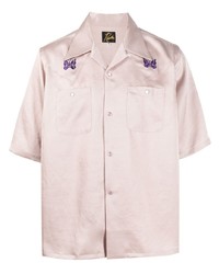 Мужская розовая рубашка с коротким рукавом от Needles