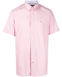 Мужская розовая рубашка с коротким рукавом от Tommy Hilfiger